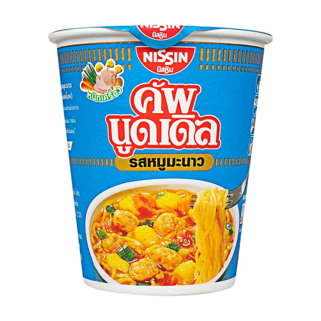 NISSIN Лапша в чашке Лапша быстрого приготовления со свининой и лаймом (Му Манао) Ароматизатор 77 г. х 6 шт.