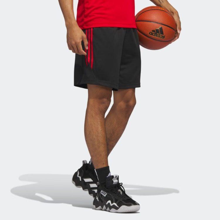 Adidas Basketball Shorts Men's Black Moderate Straight Fit Pants IC2452