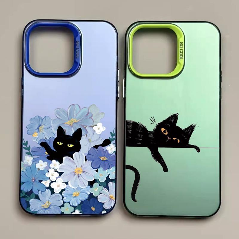 Чехол Cat Flower для iPhone 16 Samsung A55 A35 A34 S24 FE Xiaomi Redmi Note 13 Pro 14C Huawei Honor 200 противоударный бампер для телефона с защитой от царапин