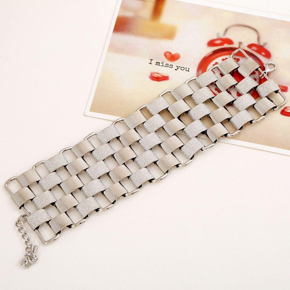 Chain Multilayer Jewelry Set Adjustable Exaggerated  Necklace Cute Metal Plaid Bracelet  Women