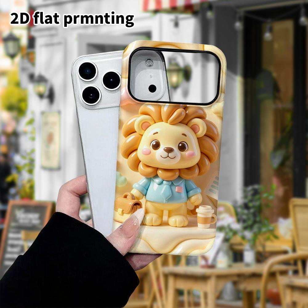 Phone Case: 2D flat design suitable for iPhone 18, 17, 16, 15, 14, 13Pro protective case, office worker little lion, perfect Christmas and Halloween h