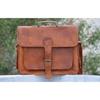 New Vintage Goat Leather Genuine Briefcase Brown Travel Shoulder Bag