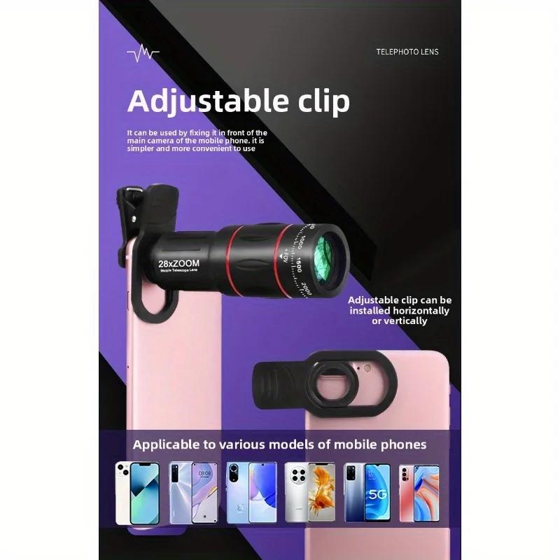 Монокулярный телескоп высокой четкости 18X 28X 36X, объектив для телефона, зум большой дальности, алюминиевый сплав, внешняя камера для съемки на концертах