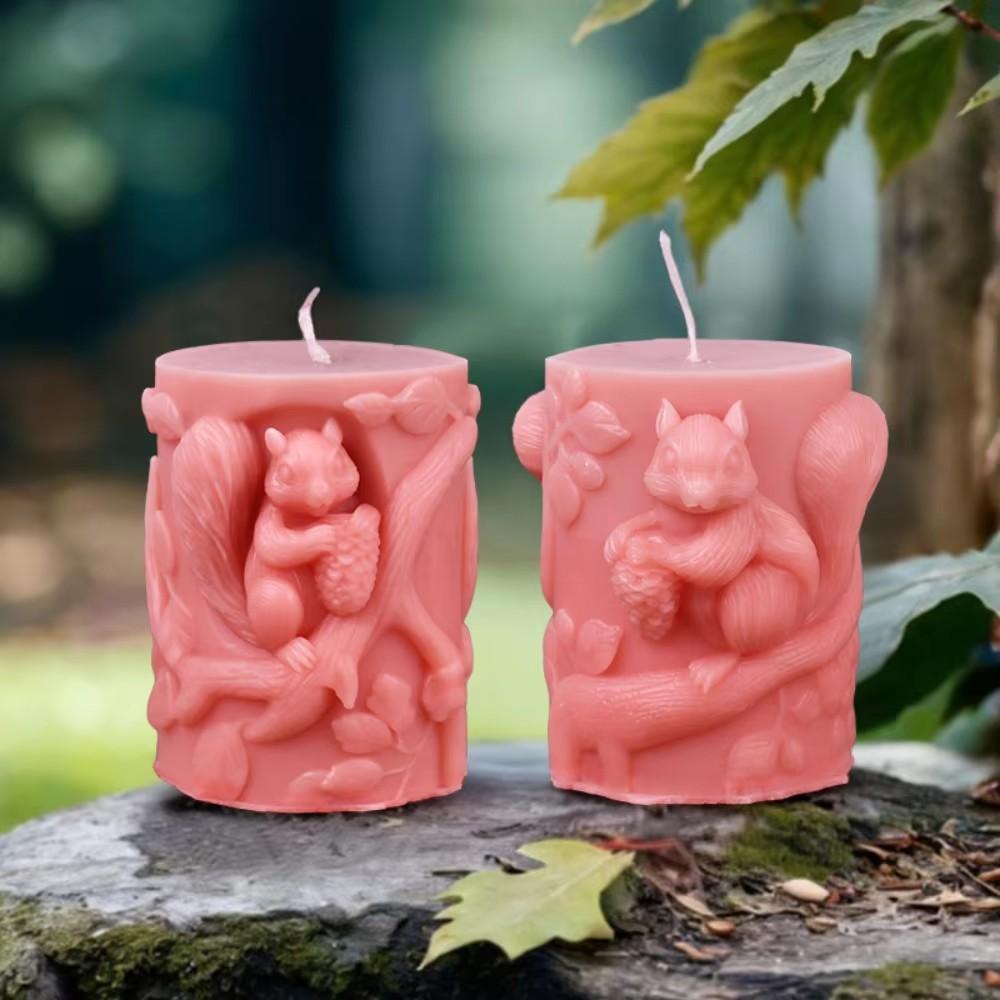 Koala Stump Shape Silicone Candle Molds Pinecone Squirrel Pillar Resin Making Animal Bear Gypsum Moulds Leaf Tree Cylinder Gifts