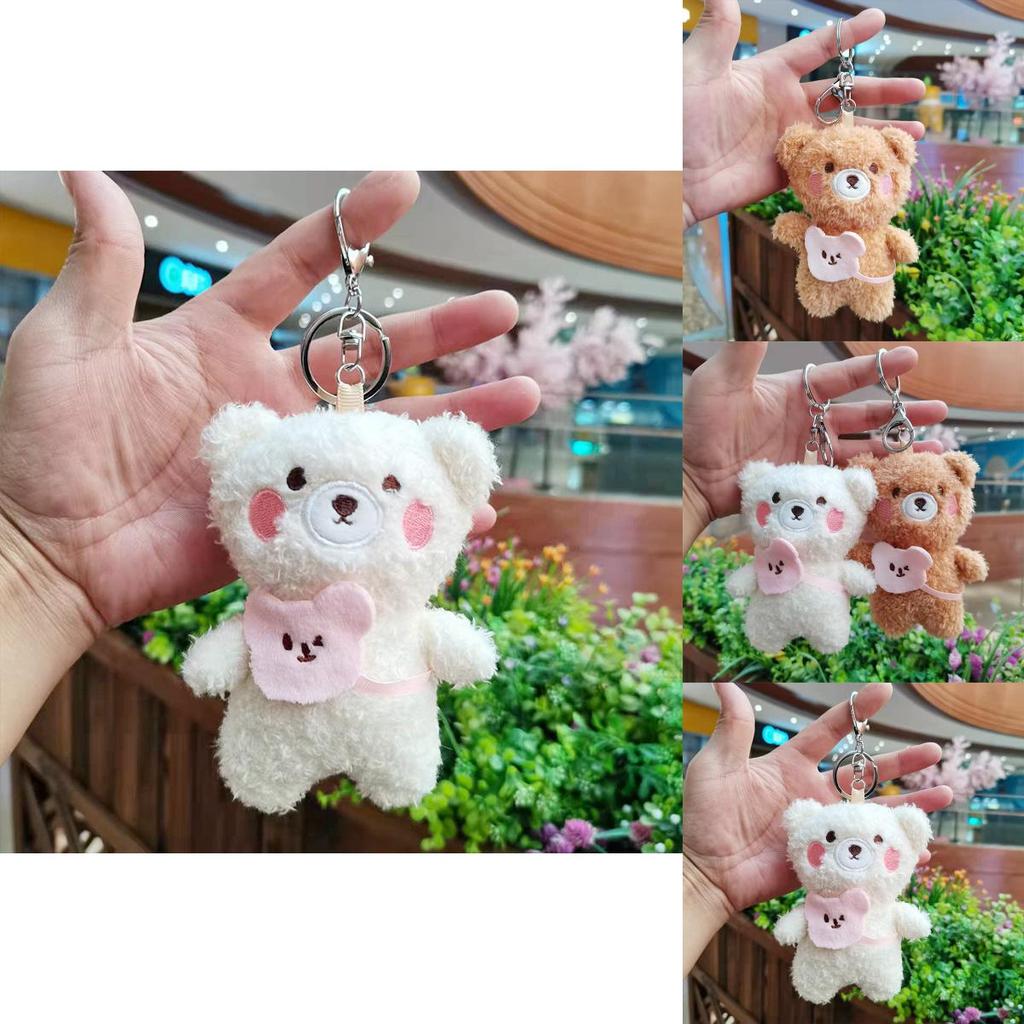 Cute Plush Bear Keychain Delightful Stuffed Animal Decor For Bags And Gifts