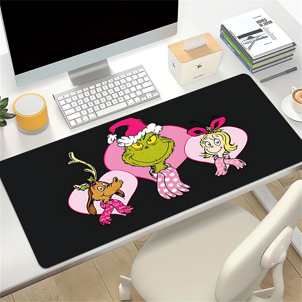 Christmas Grinch Characters Large Gaming Mouse Pad Nonslip Rubber Base Waterproof Desk Mat For Office Pc Laptop