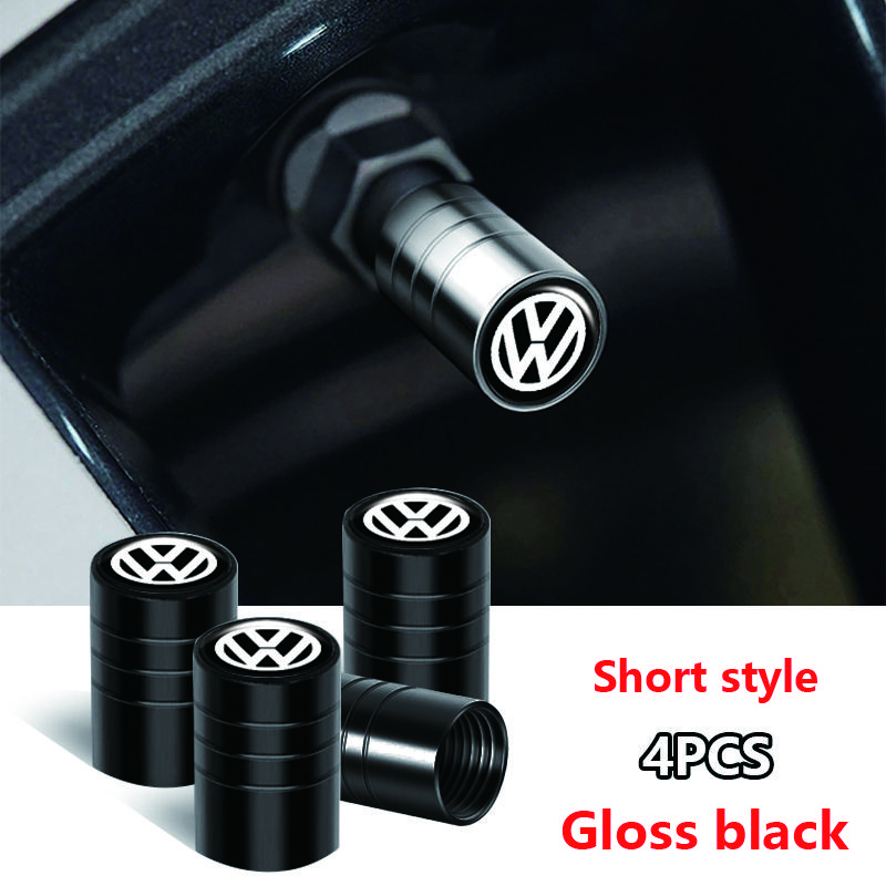 hijk1 4Pcs Meta Alloy Car Tire Valve Stem Air Caps Cover For VW Volkswagen Golf Polo Passat Tiguan Touran Jetta GTI Car Accessories