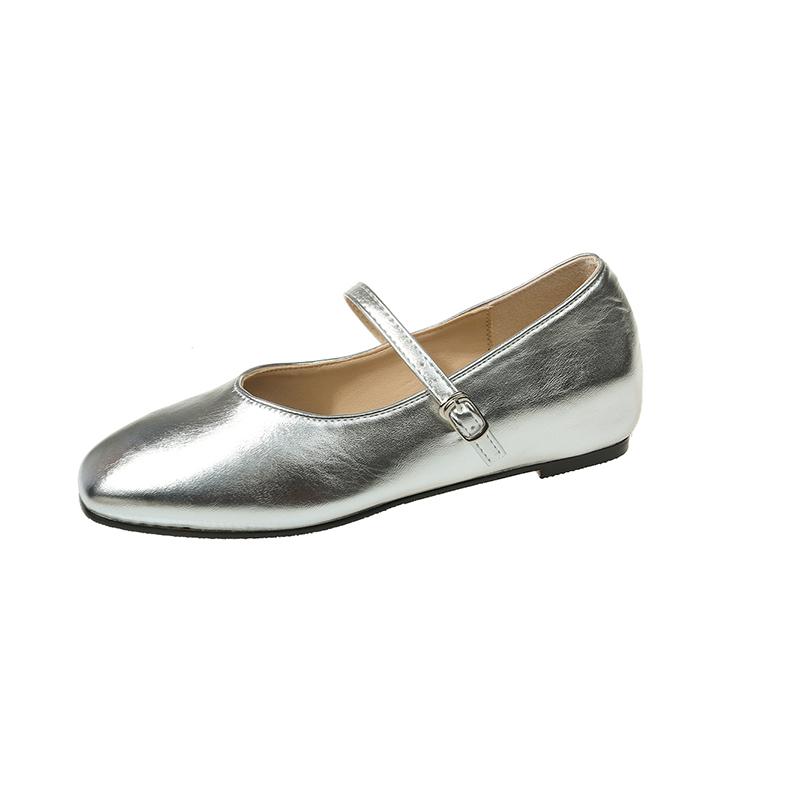 Женская обувь 2024 года, горячая распродажа, женские туфли на плоской подошве с пряжкой на ремешке, модные повседневные туфли на плоской подошве, женские новые тапочки с круглым сплошным носком