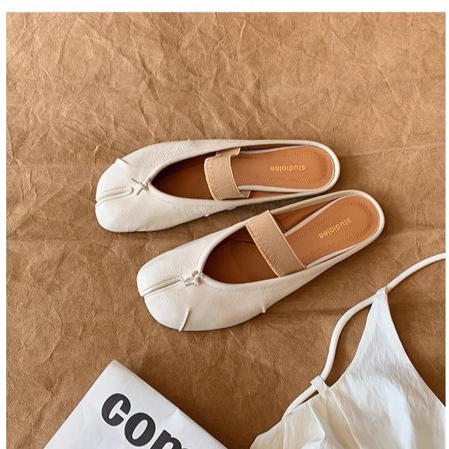 Sheepskin Version~ Grape Mother, the Same Style, Light Mouth, One-word Belt, Thin and Soft Split-toe Shoes, Women's Single Shoes, Genuine Leather Fl