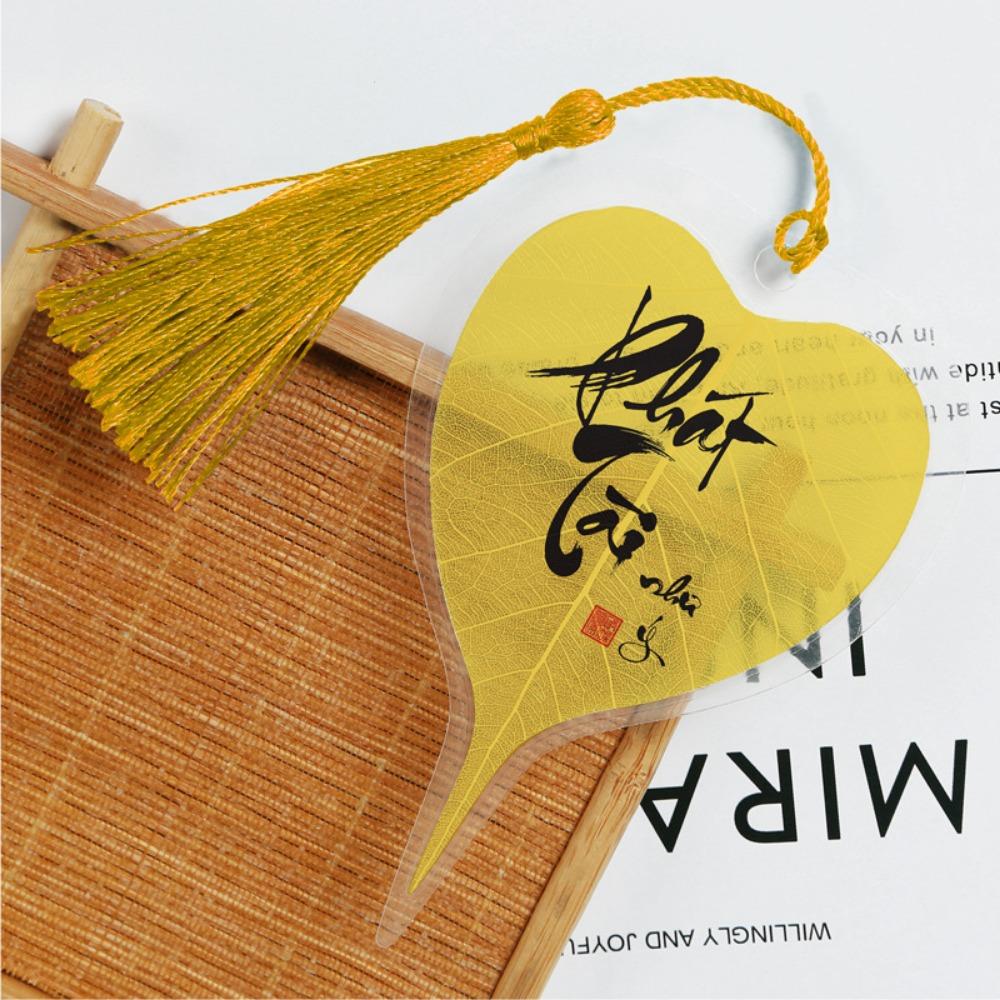 5Pcs DIY Bodhi Leaf Vein Bookmark Handmade Bookmark Pendant Vintage Southeast Asian Bookmark Home