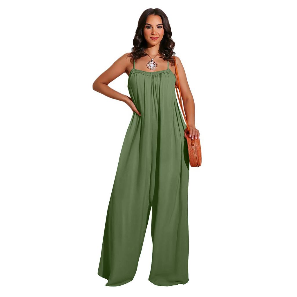 Женский комбинезон больших размеров, комбинезон с широкими штанинами, сексуальный комбинезон на бретельках, комбинезон для летних каникул