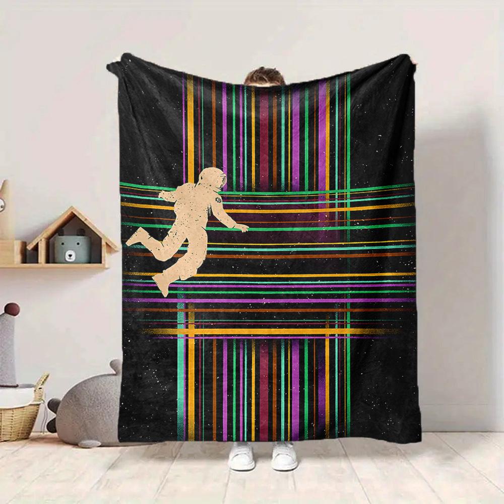 1pc Space Astronaut Blanket, Lightweight Flannel Throw Blanket for Sofa, Bed, Travel, Camping, Living Room, Office, Couch084