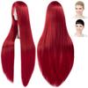 CaseEden Cosplay Wig, Premium, Smooth, Long, Straight, 100cm, Dark Red, 6127