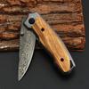 Folding Knife Damascus Pattern Camping  Mountaineering Portable Multi Purpose Folding Knife  Klappmesser Buterffly