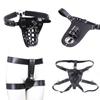 BDSM PU Leather Male Chastity Belt Device Pants Underwear Lock Penis Rings Bondage Erotic Sex Toys for Men Women 18+ Adult Games