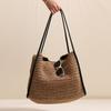 IELGY French Large-Capacity Straw Bag Solid Color Woven Bag
