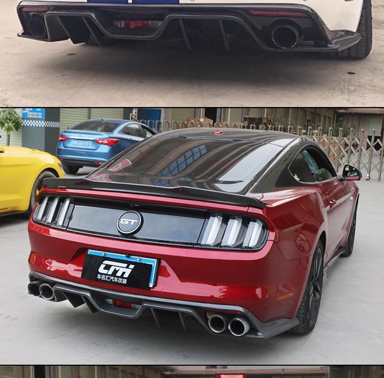 15-17 Ford Mustang Carbon Fiber Rear Lip Kit: US Version Quad Outlet Spoiler