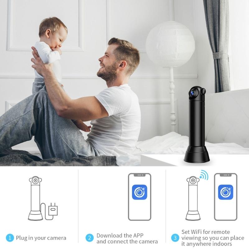 Home Security Camera 1080P High Definition 260 Degree Panoramic View Lens Night Vision APP Remote Viewing