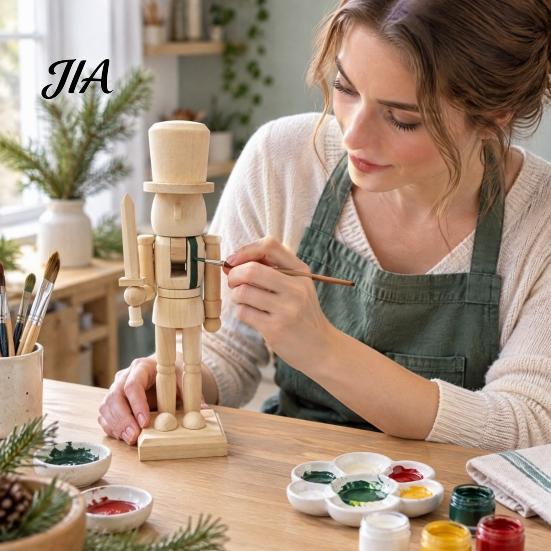 Artistic Craft Material Wooden Nutcracker Figurines, DIY Paint Your Own Soldier King Drummer, Holiday Supplies Unfinished Wood Christmas Tabletop