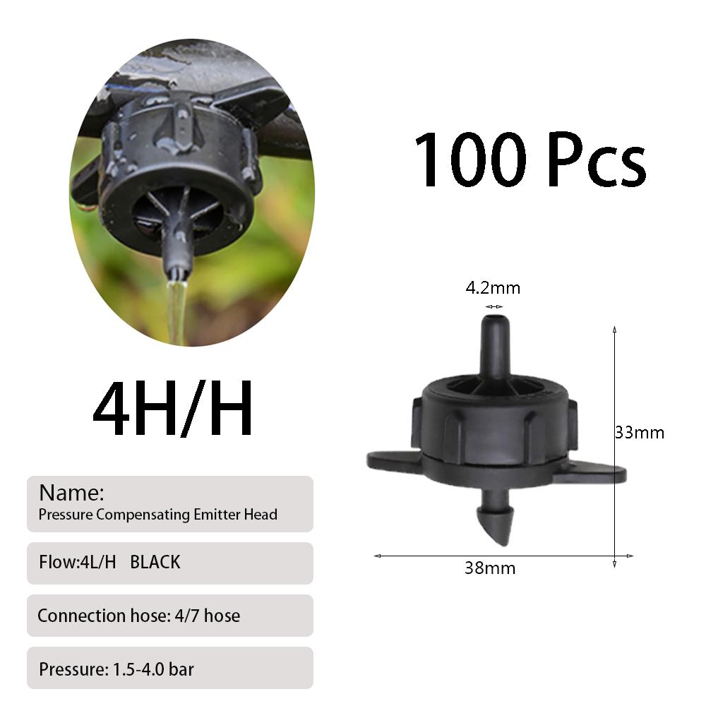 100/200 шт. 2л/4л/8л капельные эмиттеры с компенсацией давления, регулируемые капельницы, микроразъемы для садового газона, капельного орошения
