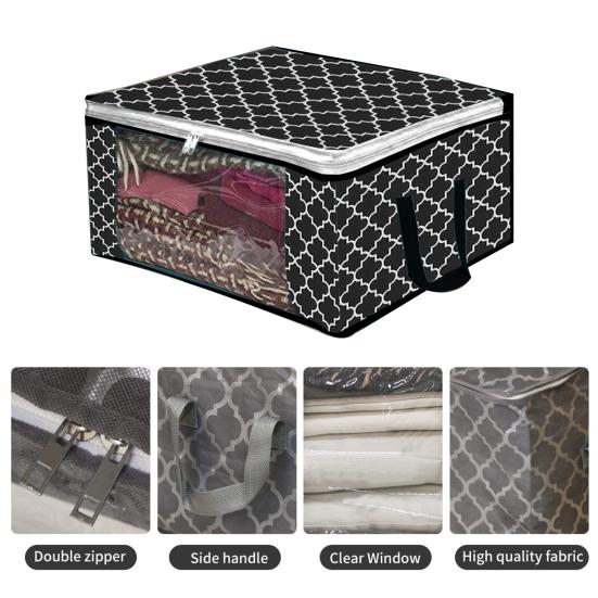 3 шт. сумка для хранения из нетканого материала с прозрачным окном на молнии, сверхмощная портативная ручка, складная пыленепроницаемая стеганая сумка для одежды