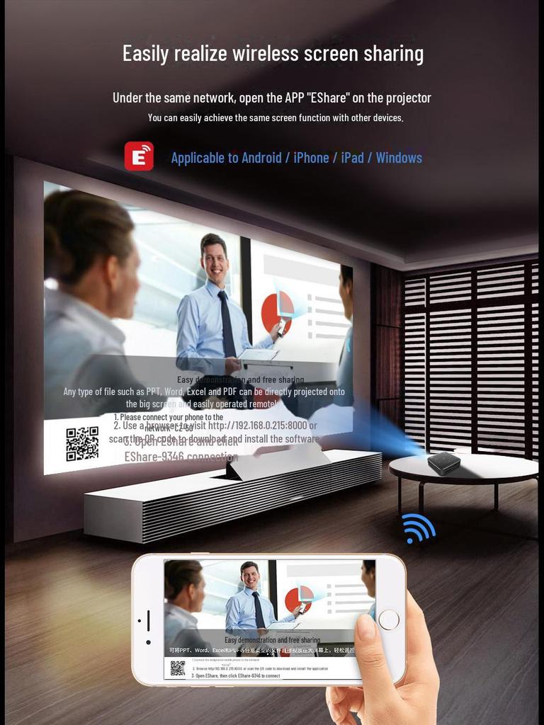 Гарантийный 3D 4K Mini Smart Projector с 16 ГБ памяти