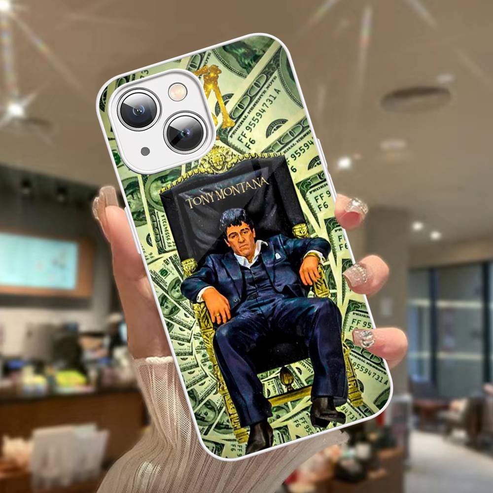 Classic S-Scarface Film Tony For iPhone 14 13 12 Mini 11 Pro XS Max X XR 14 Plus Tempered Glass Cover
