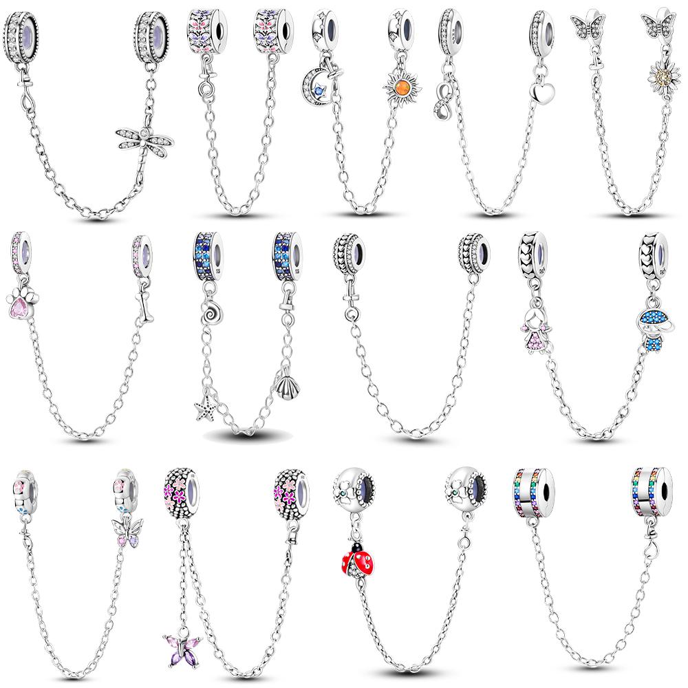 Шарм Медь Луна Звезда Лист Подходит Оригинал Новый Клипса-застежка Цепочка Безопасности Браслет Сделай Сам Для Женщины Девушки Ювелирные Изделия Изысканный Подарок