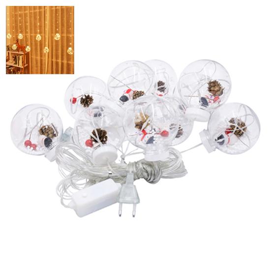 Светодиодный рождественский светильник Yousheng Ball String Light, украшение в виде шара с пожеланиями, 10 светильников в виде Санты/снеговика/шара для занавеса, декор для дома и улицы