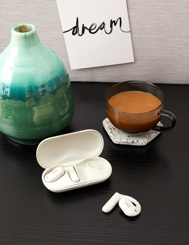 JVC Kenwood Victor Wireless Earphones Bluetooth Nearphones Listening While Not Covering Your Ears Telework Earhook Up To 17 Hours Playback White