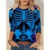 Bursting with Design, Casual Fashion, Versatile Daily Wear, Full Skeleton Skeleton, Fall/Winter Season,  Graphic Print T-Shirt