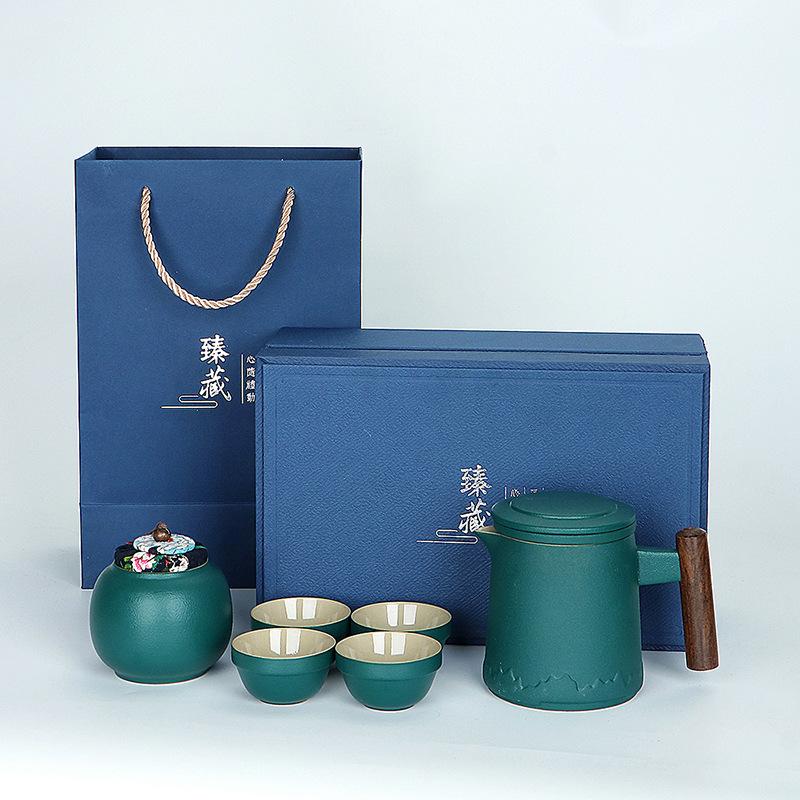 Ceramic Travel Tea Set, Portable Bag, Express Cup, One Pot, Four Cups, Tea Can, the Whole Set of Kung Fu Tea Set, Mountain Language Cup.