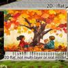 2D Autumn Reading Kids Backdrop, Fall Tree Book Scene Wall Hanging