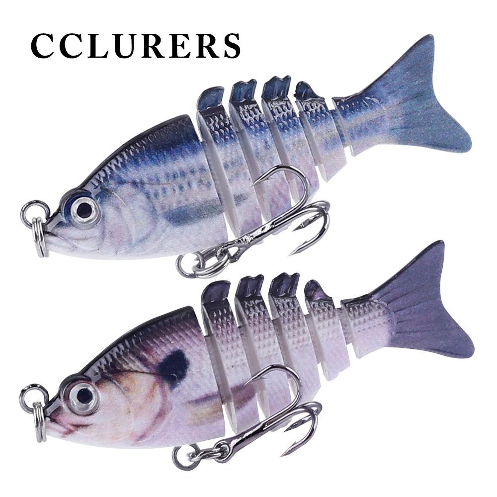 Mini Multi-Section Fish Luya Simulation Stainless Steel Crank Lure Artificial Hard Bait 5cm 2g Broken 6-Section with Hooks