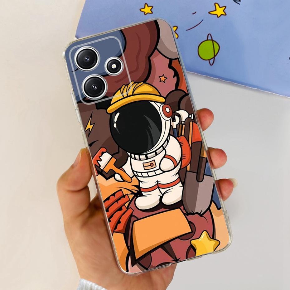 Cute Flower Cat Painted Case For Xiaomi Redmi 12 5G 2023 Soft Silicone TPU Back Cover For Redmi12 5G Global Phone Bumper
