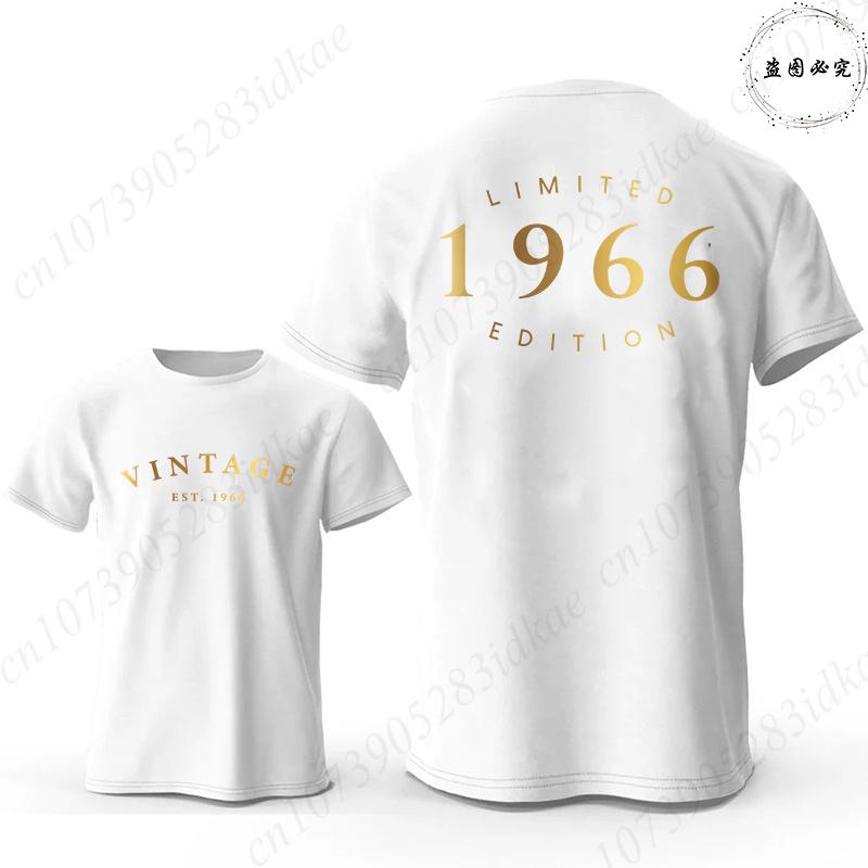 Винтажные Футболки с надписью Est 1966 Ограниченная серия 60-й День Рождения Мужские Оверсайз С Круглым Вырезом Короткий Рукав Модные Графические Мужские Одежда