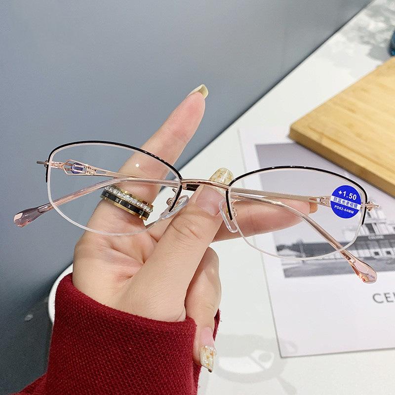Очки для чтения в полурамке, модные женские очки для пресбиопии, очки с защитой от синего света, диоптрии от +1,0 до +4,0