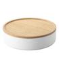 Jitsugyo 5801 Storage Case with Lid Round Natural RIN Lid Converts Into a Tray Storage Box Approx. W22.2XD22.2XH6cm