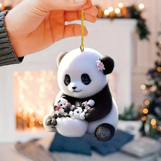 Bunny Christmas Ornaments Christmas Tree Ornaments Little Rabbit Pattern 2D Flat Acrylic Decorative Pendant Interior Rearview Mirror Hanging Ornament