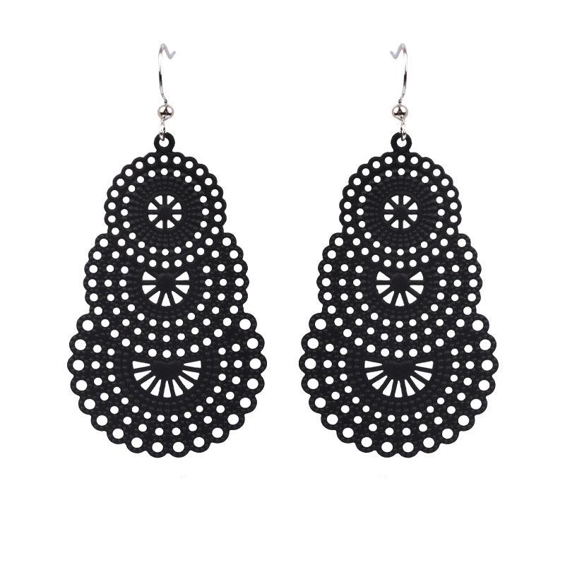 Vintage Candy Color Openwork Pattern Long Earrings For Women Jewelry Big Hollow Geometric Metal Drop Dangle Earrings Pendientes