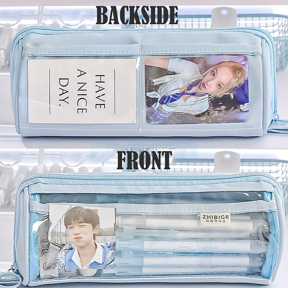 8 LAYERS Pen Bag Transparent Window Stationery Organizer Portable Pencil Case Student Gift