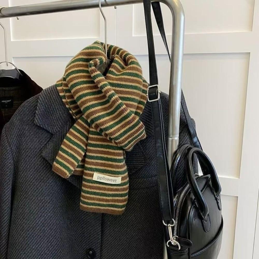 Soft Texture Warm Winter Scarf Knitted Fabric Stripe Scarf Warm Couple Scarf Outdoor Wear