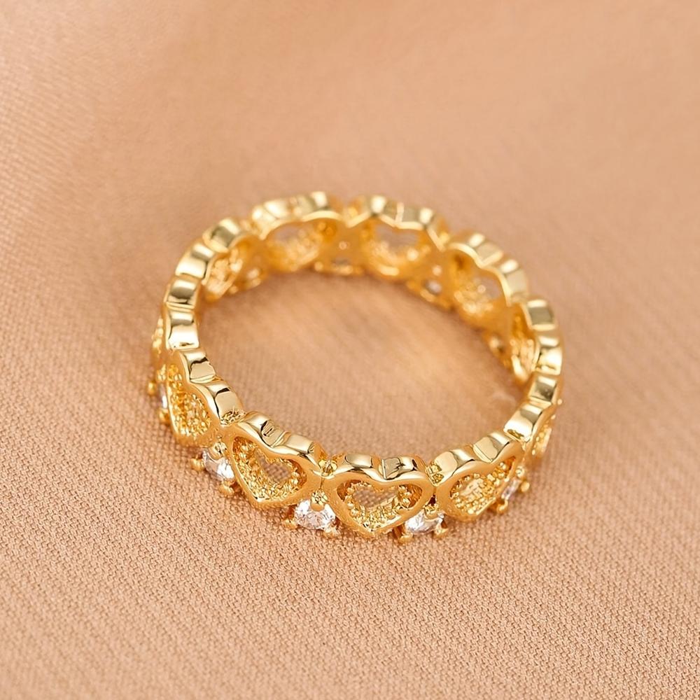 Hollow Hearts Finger Rings for Women Gold Color Available Daily Wear Exquisite Female Accessories Girls Gift Fashion Jewelry