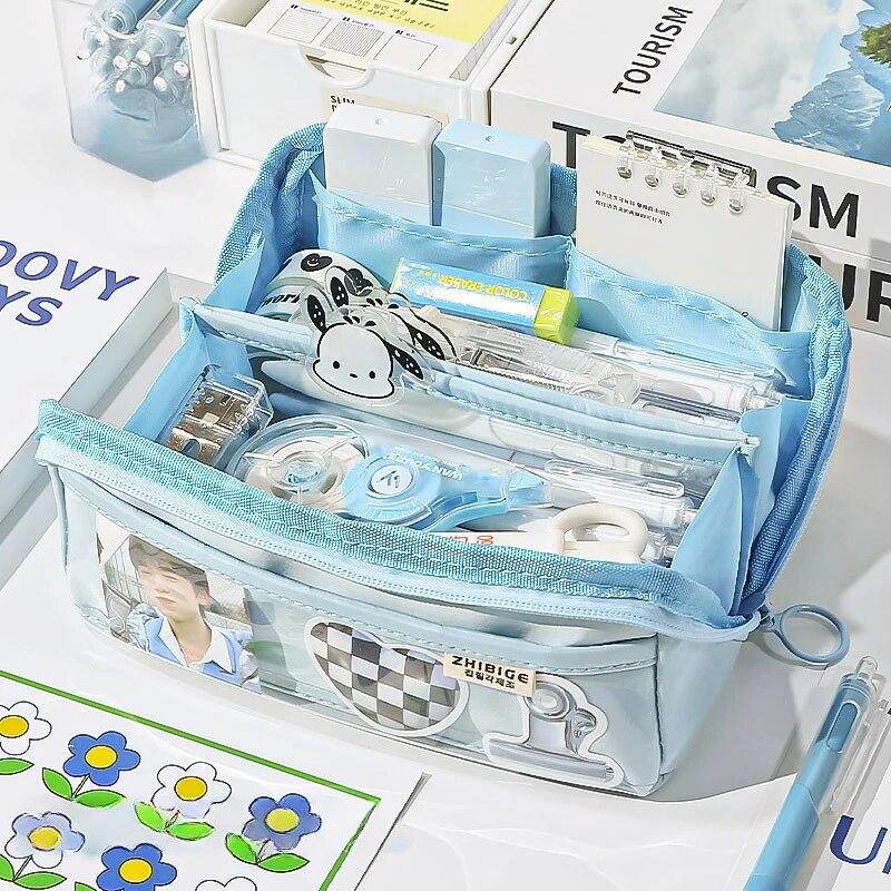 10-Layer Prism Transparent Pencil Case Large and Cute Great for Middle School Boys and Girls Elegant and Fashionable Pencil Box