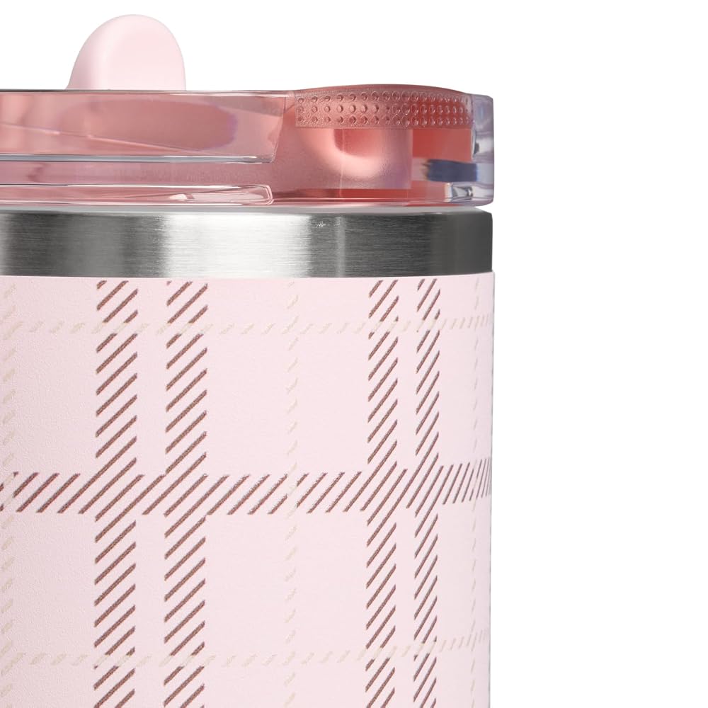 Stanley 1913 Quencher Pro Tour Flip Straw Vacuum Insulated Tumbler, Blossom Plaid, 30 oz (0.89 L)