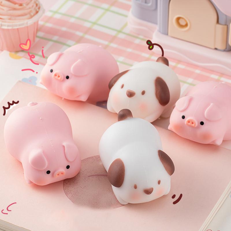 Pig Dog Anti Stress Toys Flour Stress Ball Cute Cartoon Animal Squishy Squeeze Vent Balls Stress Relief Pinch Toy Kids Doll Gift