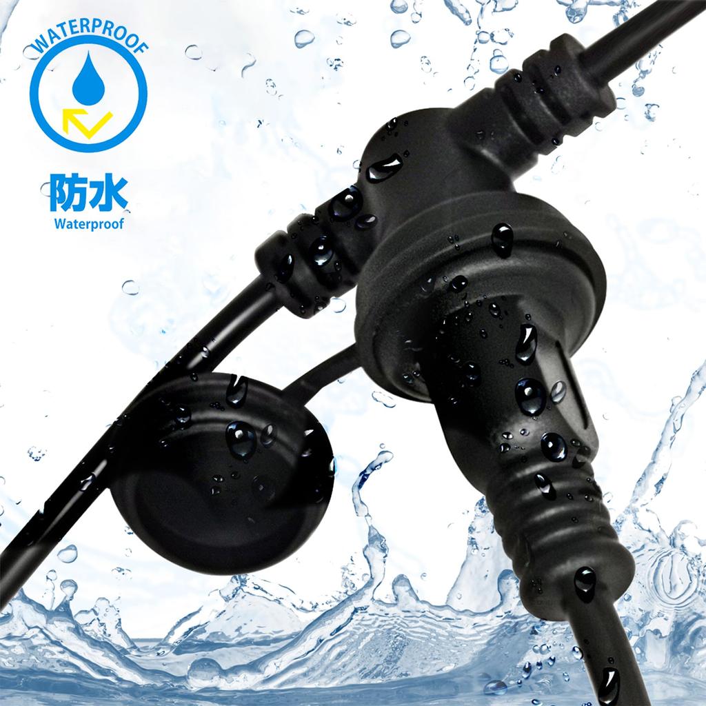 3-Way Power Extension Cord, Rainproof and Waterproof, for LED Lighting, Outdoor Use, PSE Certified, with Rainproof Cap, 3-Outlet, Rainproof and