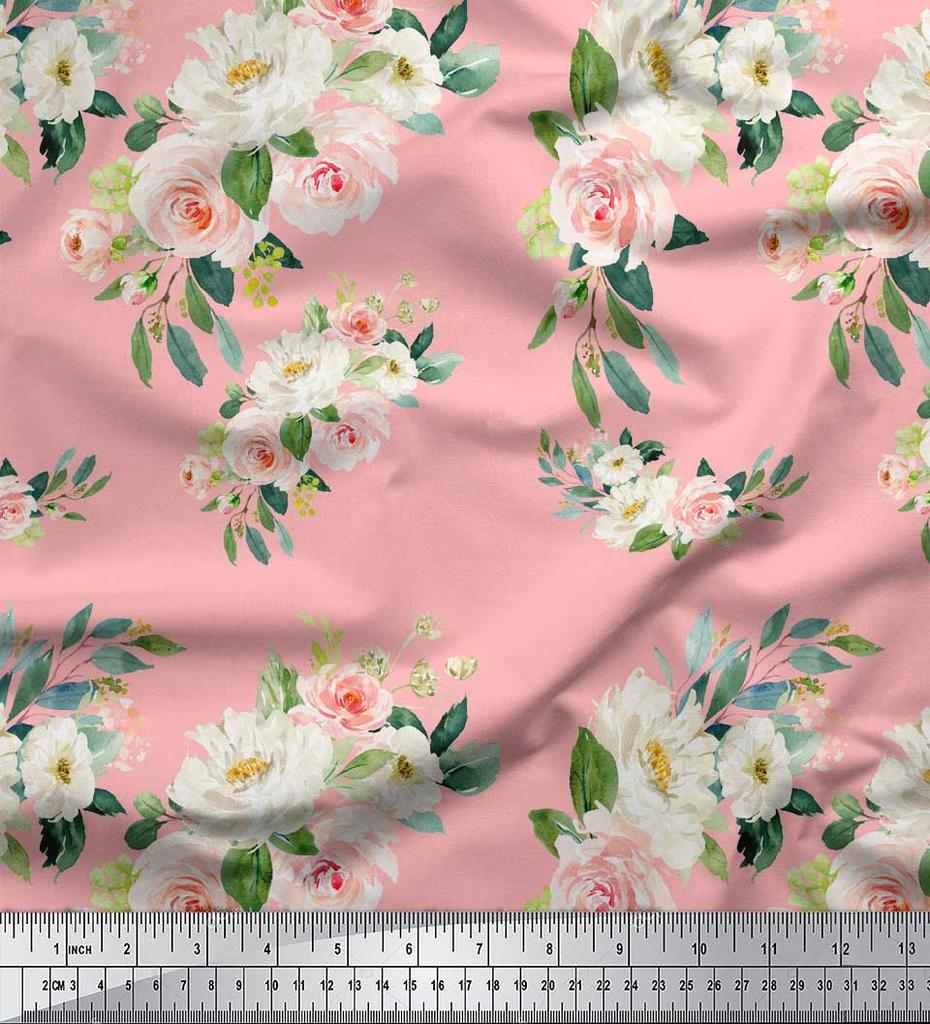 Soimoi Черная полиэфирная ткань для рукоделия с листьями и лютиками с цветочным принтом, 42 дюйма по метрам