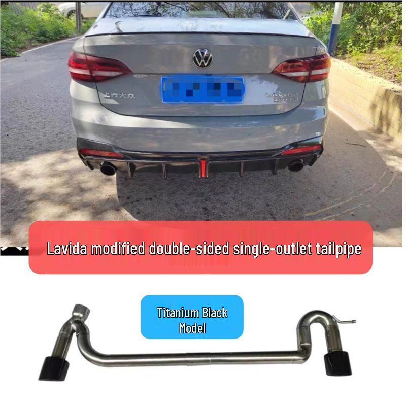 Black Carbon Fiber Stainless Steel Quad Exhaust Tips for VW Lavida - No Welding Needed