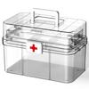 Three-Layer Transparent Portable Medicine Storage Box with Large Capacity